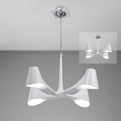 Mantra Ora 72cm Telescopic Convertible To Semi Flush 4 Light E27, Gloss White/White Acrylic/Polished Chrome, CFL Lamps INCLUDED