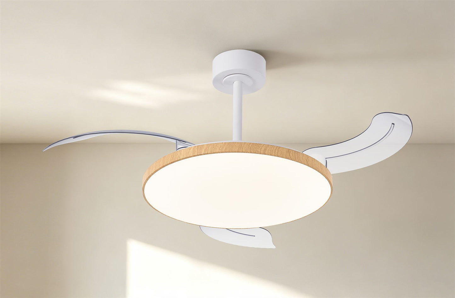 Slim Fan Mini 40cm 45W LED Dimmable Ceiling Light With Built-In 25W DC Fan, 2700-5000K Remote Control, 3150lm, Wood, 5yrs Warranty