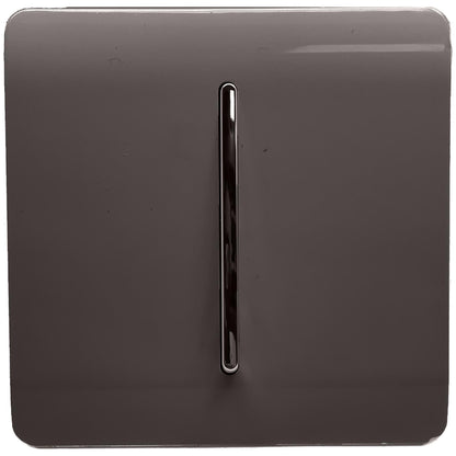 Trendi 1 Gang 2 Way 240V Screwless Artistic Modern Glossy 10 Amp Chrome Rocker Electrical Wall Light Switch in Dark Brown (3 pack)