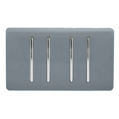 Trendi 4 Gang (2 Way & 1x Intermediate) Glossy 10 Amp Rocker Light Switch Warm Grey