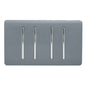 Trendi 4 Gang (2 Way & 1x Intermediate) Glossy 10 Amp Rocker Light Switch Warm Grey