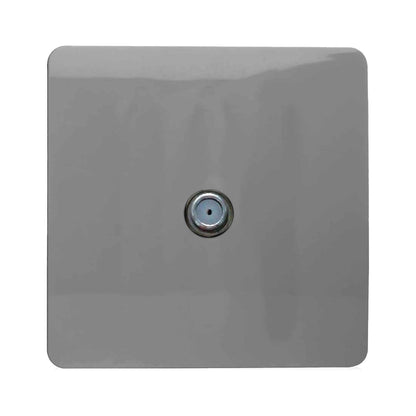 Trendi 1 Gang Artistic Modern Glossy Screwless Television Satellite Socket Light Grey
