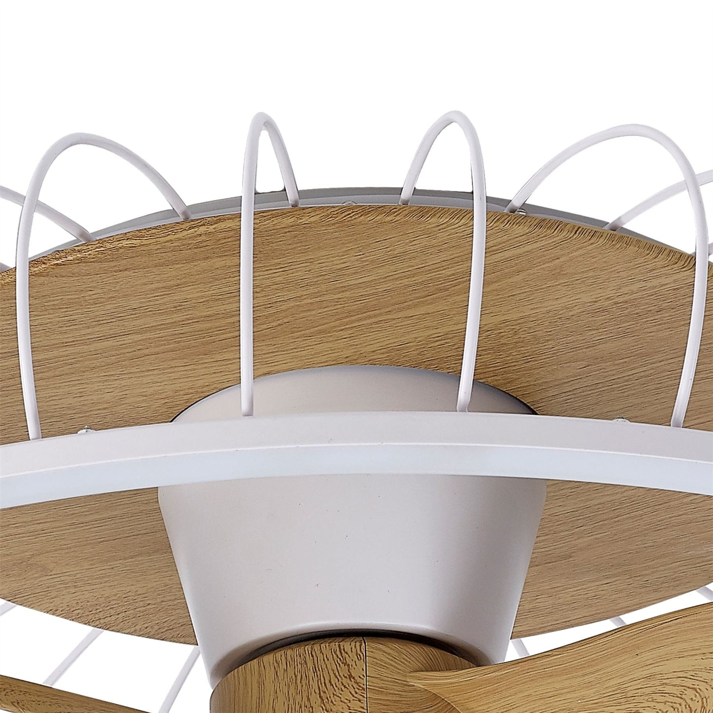 Nature 79cm 75W LED Dimmable Ceiling Light With Built-In 30W DC Reversible Fan, White/Wood Finish c/w Remote & APP Control, 5000lm