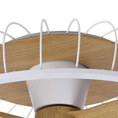 Nature 79cm 75W LED Dimmable Ceiling Light With Built-In 30W DC Reversible Fan, White/Wood Finish c/w Remote & APP Control, 5000lm