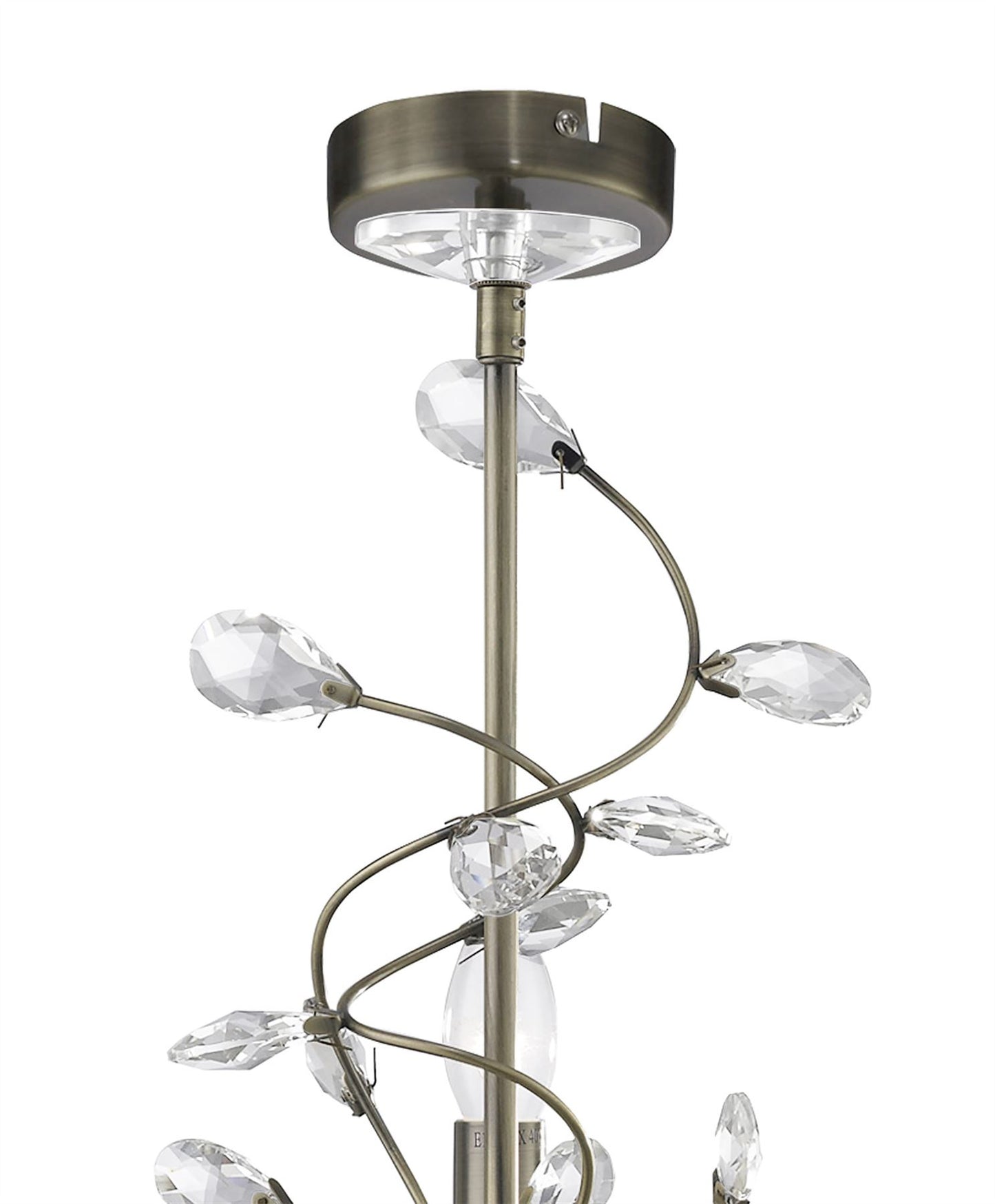 Diyas Willow 50cm  WITHOUT SHADE 3 Light E14 Antique Brass/Crystal Ceiling Pendant Light Fitting