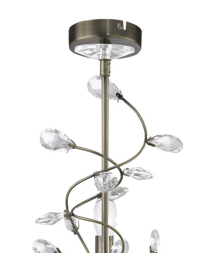Diyas Willow 50cm  WITHOUT SHADE 3 Light E14 Antique Brass/Crystal Ceiling Pendant Light Fitting