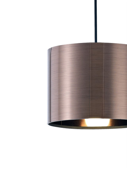 Deco Dako Black Pendant 1 Light E27 with 200 x 150mm Metallic Bronze Finish Cylinder Shade, c/w Ceiling Bracket