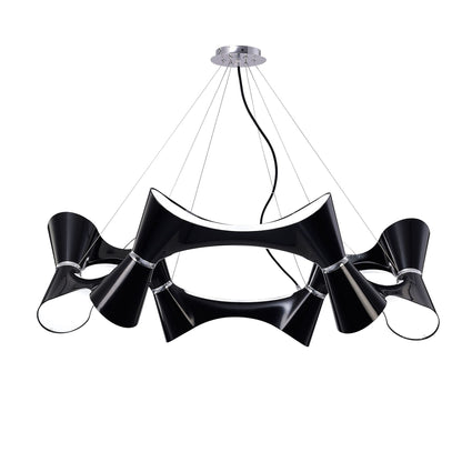 Mantra M1553 Ora Pendant 12 Twisted Round Light E27, Gloss Black/White Acrylic/Polished Chrome