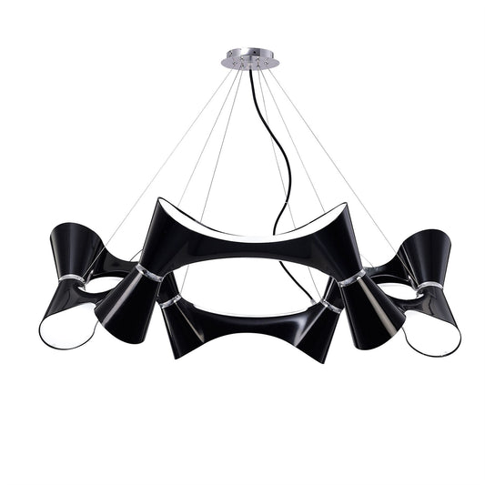 Mantra M1553 Ora Pendant 12 Twisted Round Light E27, Gloss Black/White Acrylic/Polished Chrome
