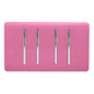 Trendi 4 Gang (2 Way & 3xIntermediate) Glossy 10 Amp Rocker Light Switch Pink