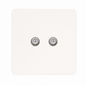 Trendi Switch 2 Gang Male F-Type Satellite Television Socket in Matt White - ART-2SATMWH
