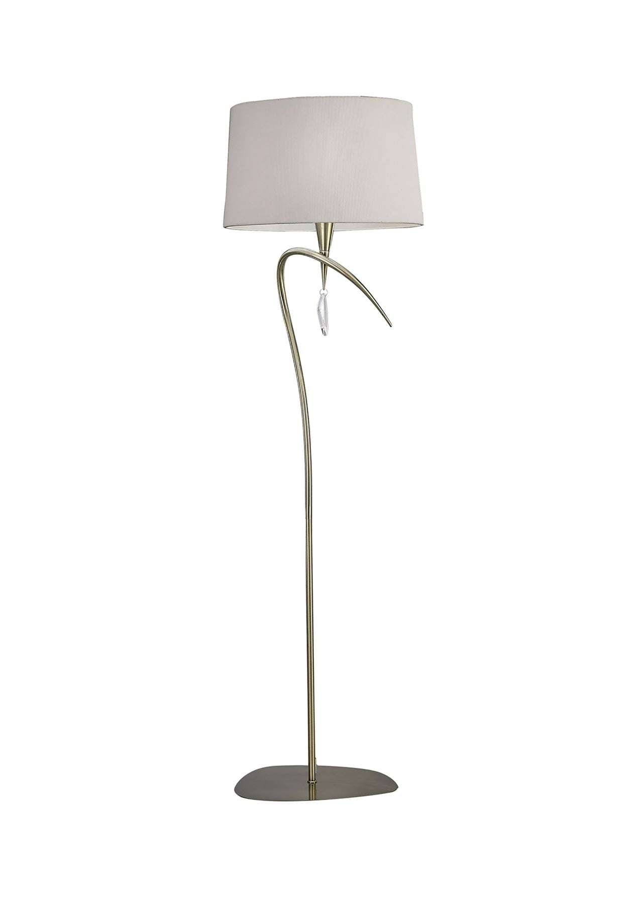 Mantra Mara Floor Lamp 4 Light E27, Antique Brass with Ivory White Shade