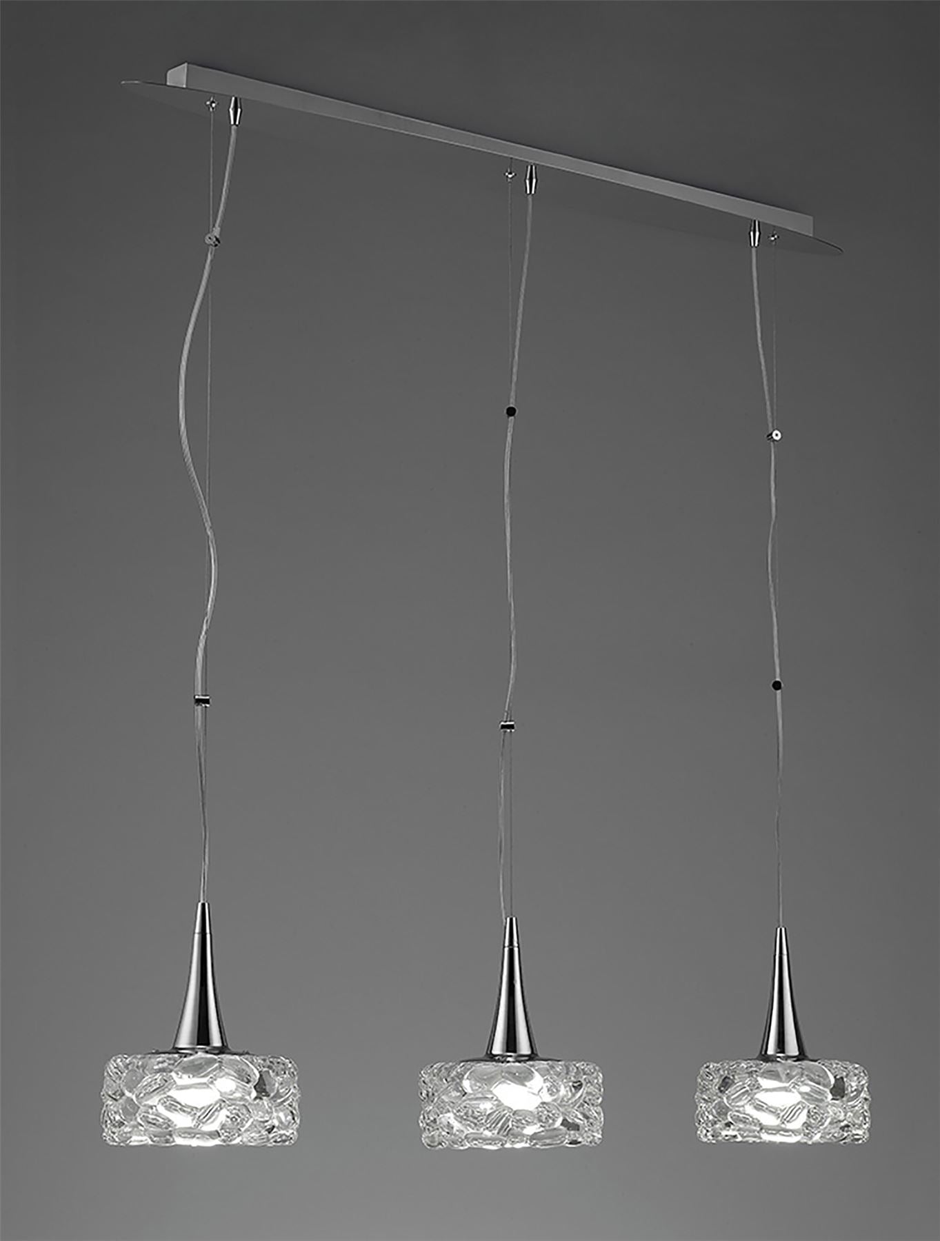 Mantra M3931 O2 Linear Pendant 3 Light E27 Line Large, Polished Chrome