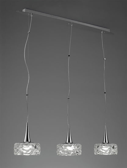Mantra M3931 O2 Linear Pendant 3 Light E27 Line Large, Polished Chrome