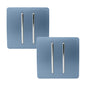 Trendi 2 Gang 2 Way 240V Screwless Artistic Modern Glossy 10 Amp Chrome Rocker Electrical Wall Light Switch in Sky Blue (2 pack)