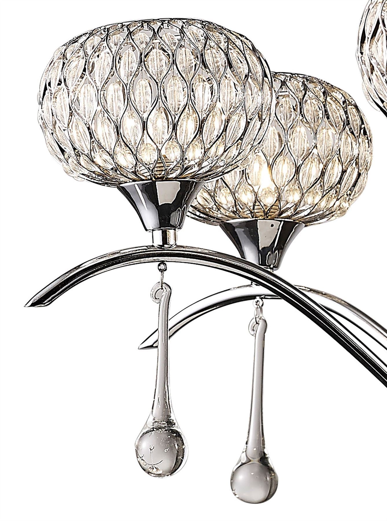 Diyas Chelsie 78cm  8 Light G9 Polished Chrome/Clear Beaded Glass Ceiling Pendant Light Fitting
