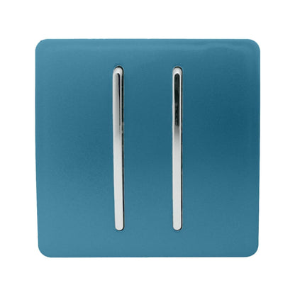 Trendi Artistic Modern Glossy Tactile Auto Retractive 2 Door Bell Switch Ocean Blue