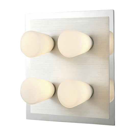 Diyas IP44 Cone Flush  4 Light G9 Polished Chrome & Aluminium/Opal Glass Ceiling Light Fitting
