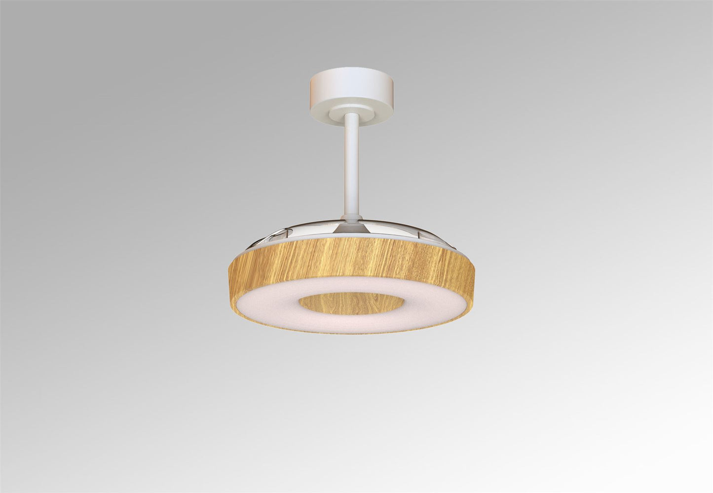 Coin Fan Mini Smart 40cm 36W LED Dimmable Ceiling With Built-In 25W DC Fan, 3000-5000K Remote, APP, Alexa & Google Voice Control, 5710lm, Wood/White