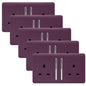 Trendi 2 Gang Artistic Modern Glossy 13 Amp Switched Tactile Plug Socket Plum (5 Pack)
