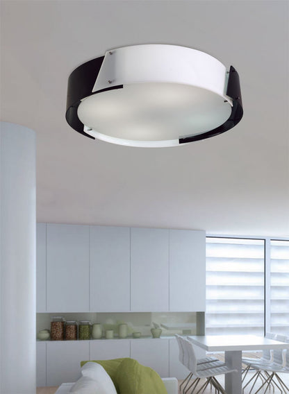 Diyas Dakota 67cm Flush  Medium 4 Light E27 Polished Chrome/Black & White Acrylic Ceiling Light Fitting
