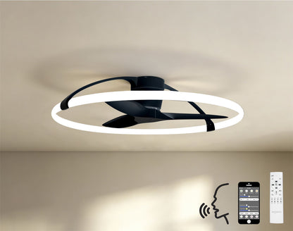 Nepal 105cm 75W LED Dimmable Light With Built-In 35W DC Reversible Fan, Black Finish c/w Remote Control, APP & Alexa/Google Voice Control, 7200lm