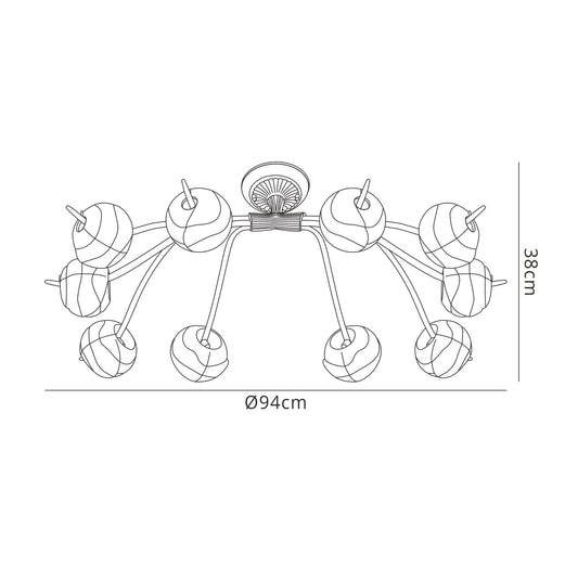 Mantra (0038 001) Wave 94cm Ceiling 10 Light G9, Rustic Gold