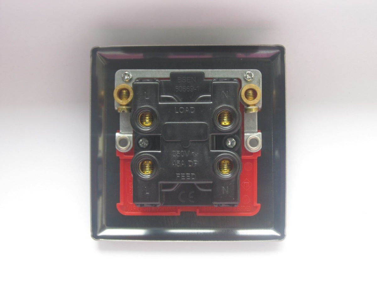 Varilight 45A Cooker Switch (Single Plate, Red Rocker) in Urban Brushed Bronze w/ Red Insert