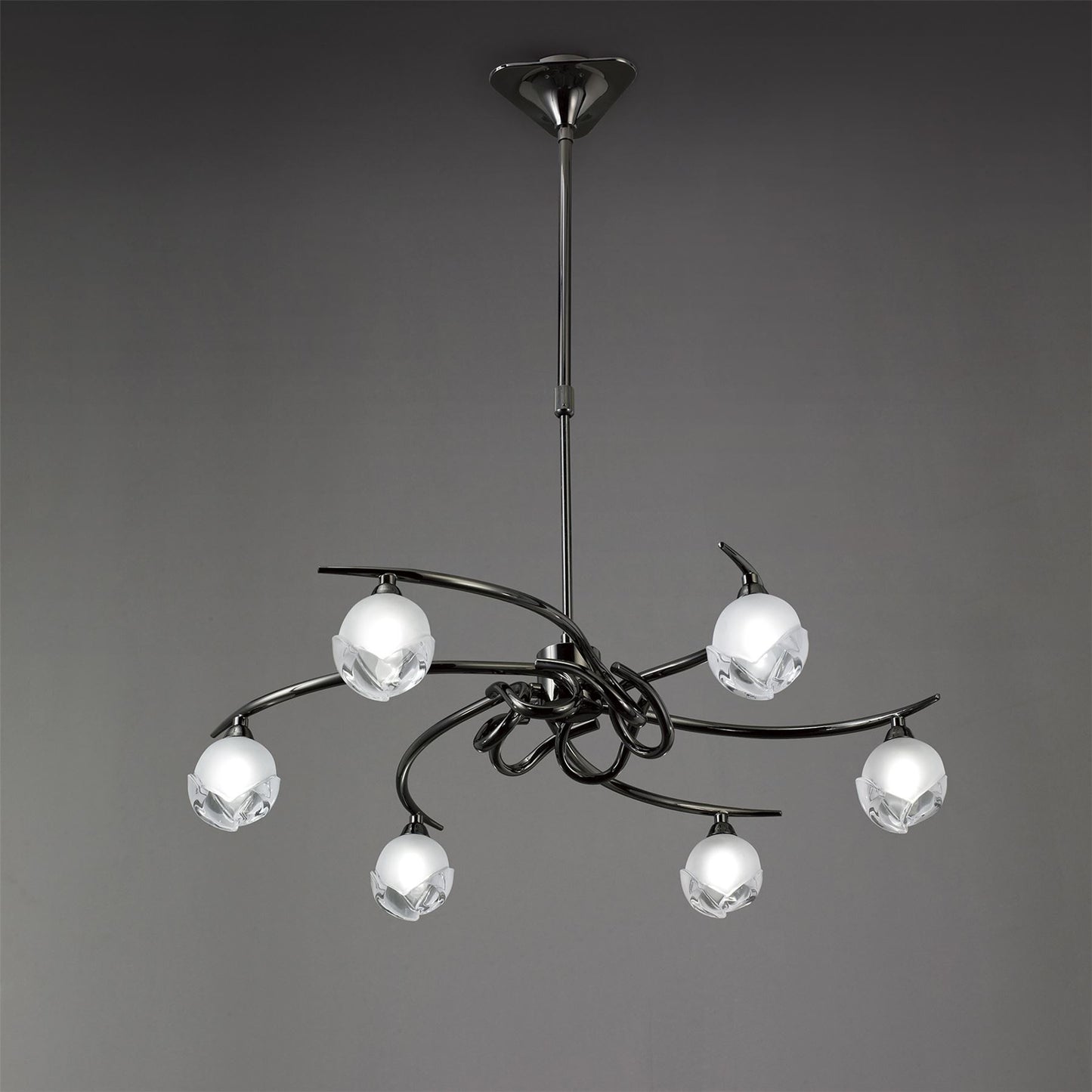 Mantra Fragma 69cm Telescopic Convertible To Semi Flush 6 Light G9, Black Chrome