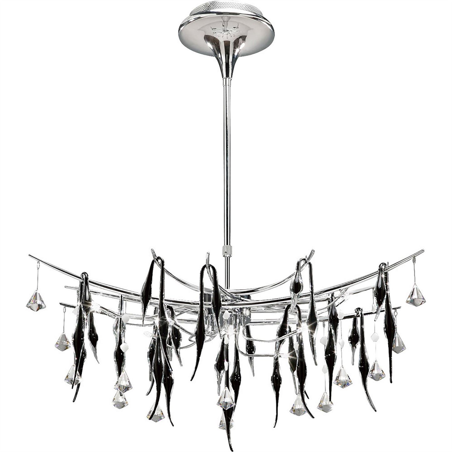 Diyas Cygnet  Oval 11 Light G4 Polished Chrome/Black Glass/Crystal, NOT LED/CFL Compatible Ceiling Pendant Light Fitting