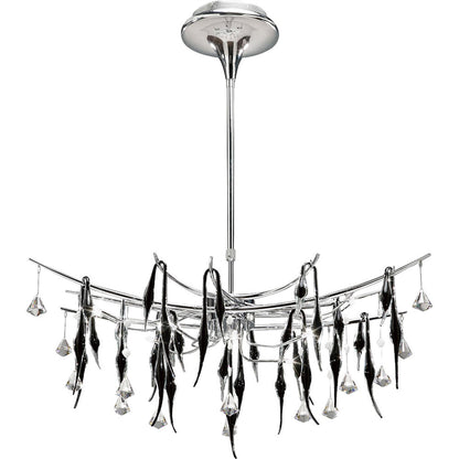 Diyas Cygnet  Oval 11 Light G4 Polished Chrome/Black Glass/Crystal, NOT LED/CFL Compatible Ceiling Pendant Light Fitting