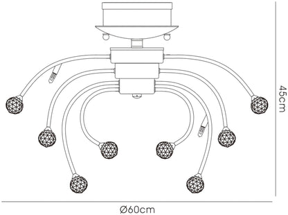 Diyas Xeena 60cm  10 Light G4 French Gold/Crystal, NOT LED/CFL Compatible Ceiling Light Fitting