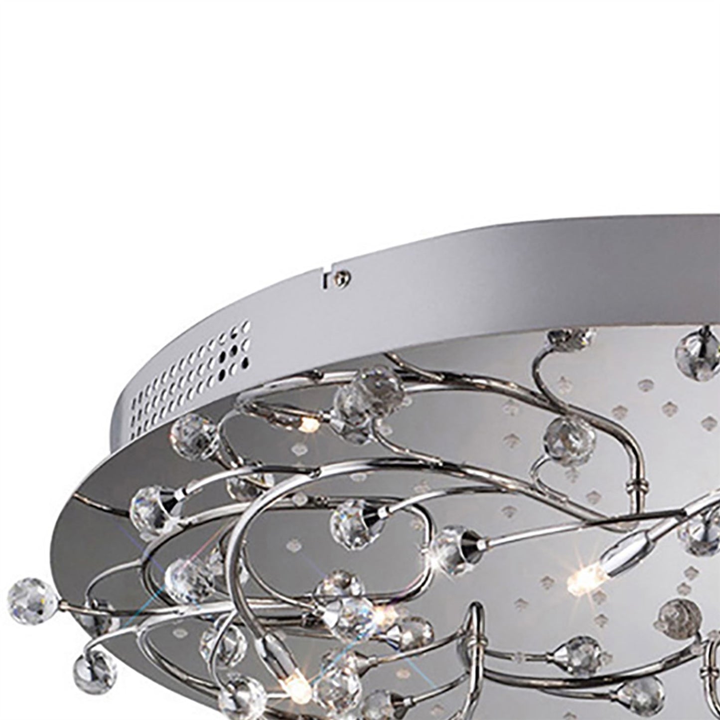 Diyas Fia 59cm Flush  Round 6 Light G4 with White LEDs Polished Chrome/Crystal, NOT LED/CFL Compatible Ceiling Light Fitting