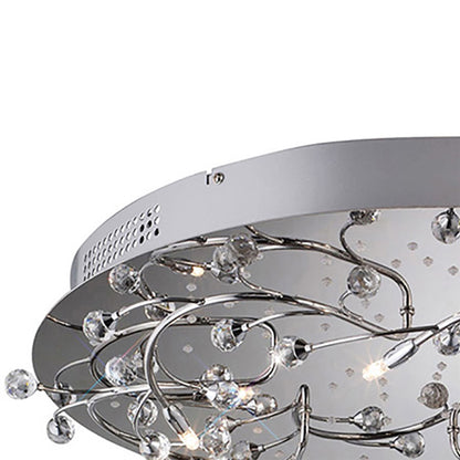 Diyas Fia 59cm Flush  Round 6 Light G4 with White LEDs Polished Chrome/Crystal, NOT LED/CFL Compatible Ceiling Light Fitting