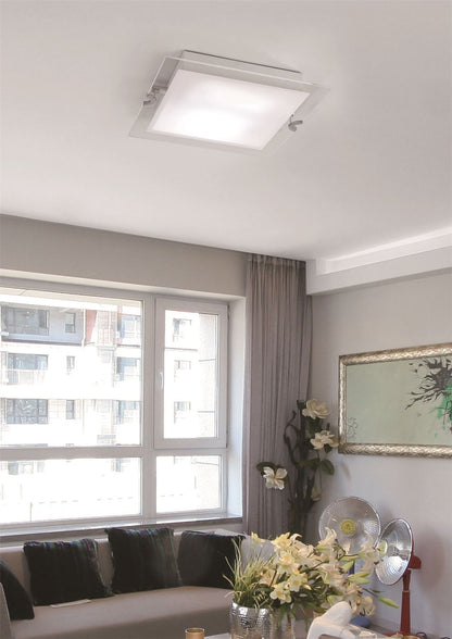 Mantra Fusion Melbourne Square Ceiling 15W LED 3000K, 1350lm, Polished Chrome/Frosted White Glass, 3yrs Warranty Ceiling
