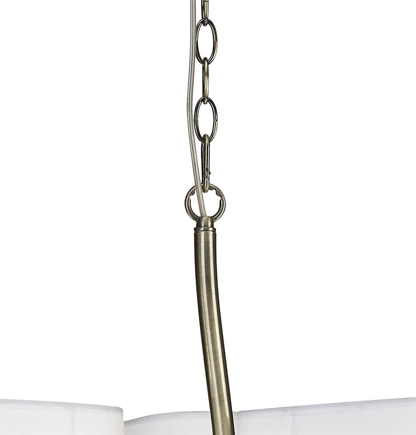 Mantra Ninette 80cm Pendant 3 Arm 6 Light E14, Antique Brass with Ivory White Shades