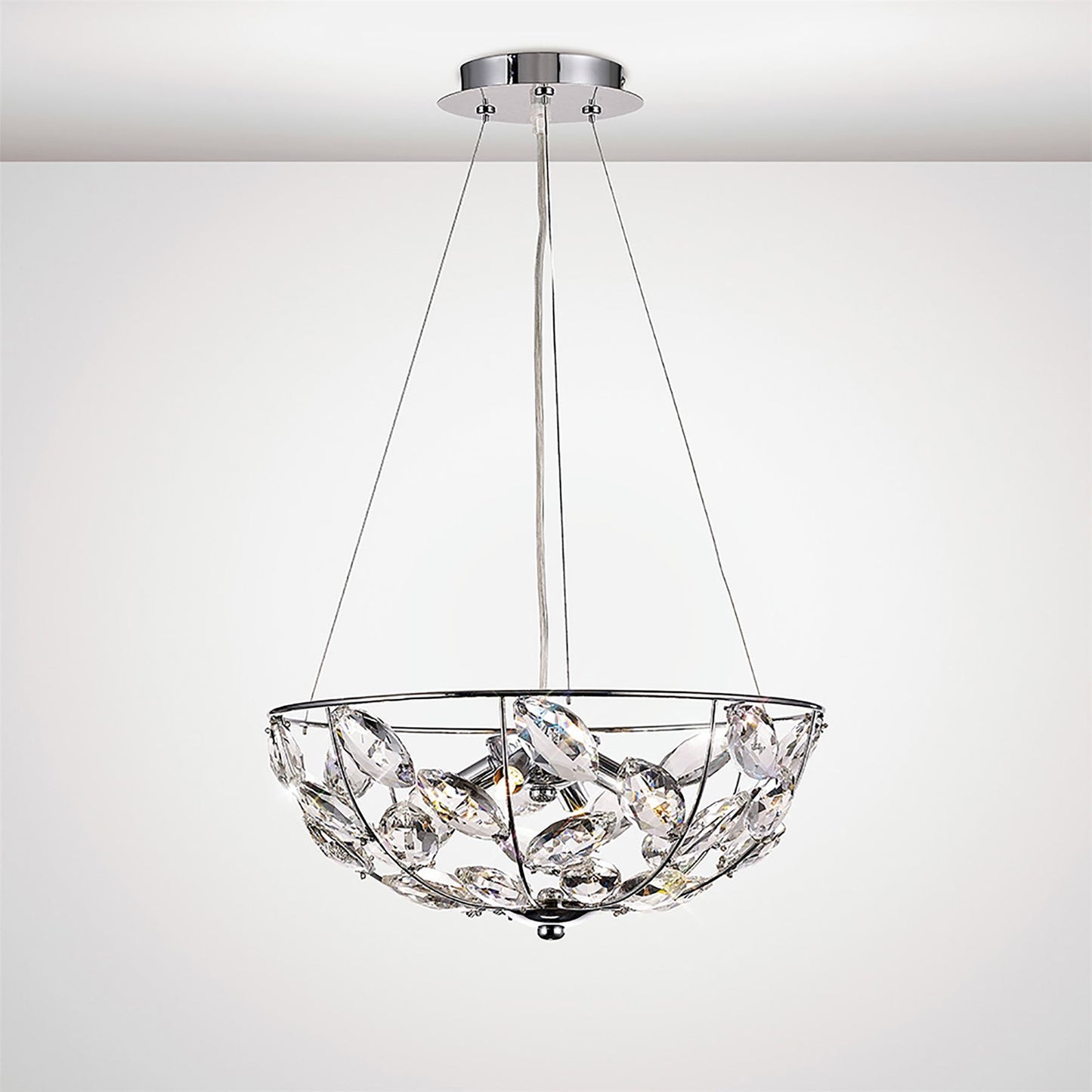 Diyas Galilea 39cm  4 Light G9 Polished Chrome/Crystal Ceiling Pendant Light Fitting