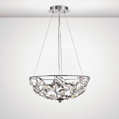 Diyas Galilea 39cm  4 Light G9 Polished Chrome/Crystal Ceiling Pendant Light Fitting