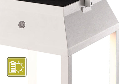 Mantra Fusion Sapporo Cordless Sapporo Large Solar Rechargeable Battery Operated Lantern, 3W LED, 3000K, 238lm, IP54, White, 3yrs Warranty