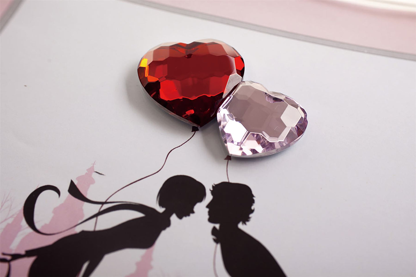 Diyas Home Crystal Wall Art (DH) Emotion Couple Kissing, Black Frame Red, Pink Crystal Framed