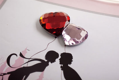 Diyas Home Crystal Wall Art (DH) Emotion Couple Kissing, Black Frame Red, Pink Crystal Framed