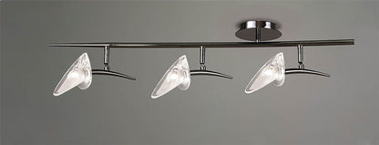 Mantra Flavia Linear Spot Light 3 Light G9 with Adjustable Heads, Black Chrome