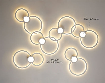 Mantra Fusion M6230 Mural Wall Light Circles, 24W, 3000K, 1440lm, White, 3yrs Warranty