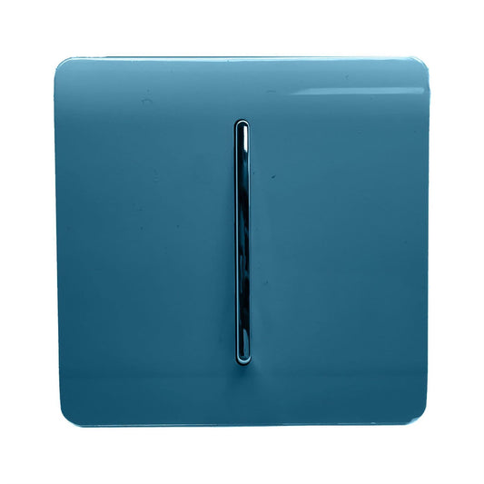 Trendi 1 Gang 2 Way 10 Amp Rocker Chrome Light Switch Glossy Ocean Blue