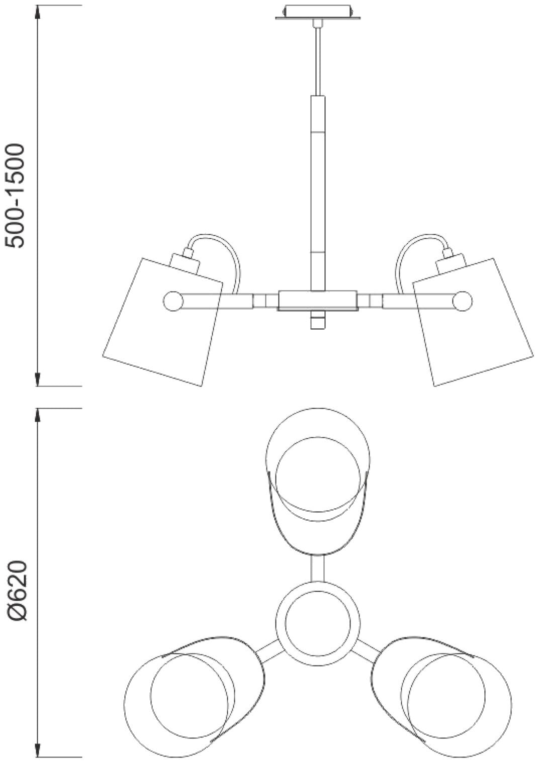 Mantra M5461 Nordica II Position Pendant 3 Light 3x23W E27, White/Beech with White Shades