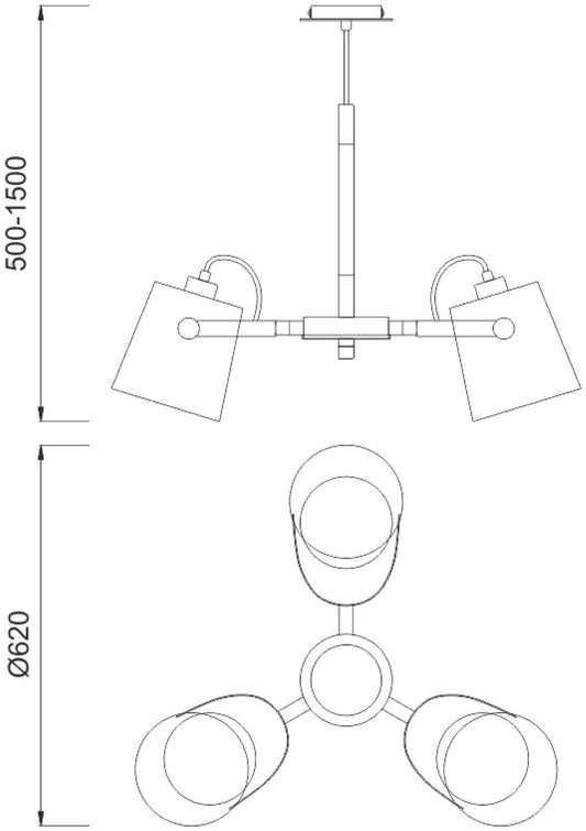 Mantra M5461 Nordica II Position Pendant 3 Light 3x23W E27, White/Beech with White Shades