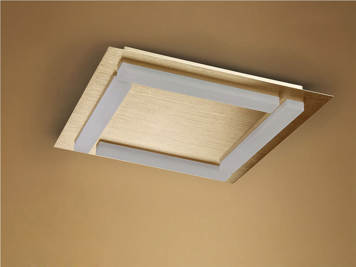 Mantra Fusion Verona Square Ceiling 4 Light 20W LED 3000K, 1800lm, Satin Gold/Frosted Acrylic, 3yrs Warranty