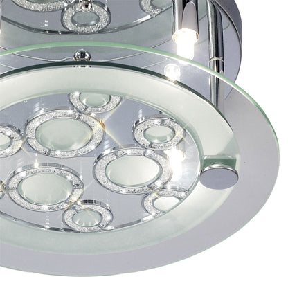 Diyas Destello 30cm Flush  Round with Circle Pattern 4 Light G9 Polished Chrome/Crystal Ceiling Light Fitting