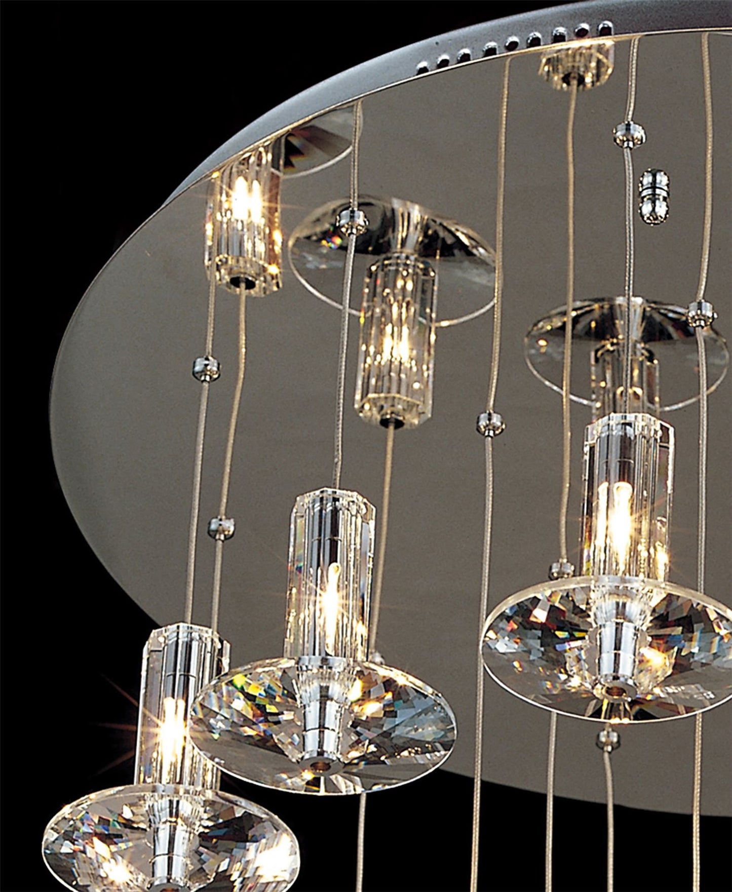 Diyas Troy 60cm  Round 19 Light G4 Polished Chrome/Crystal, NOT LED/CFL Compatible Ceiling Pendant Light Fitting