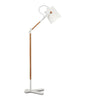 Mantra M4920 Nordica Floor Lamp with White Shade 1 Light E27, Matt White/Beech with Ivory White Shade